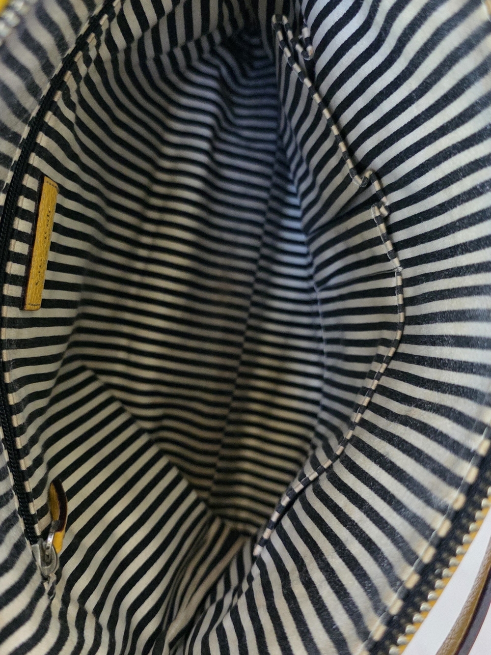 Kate Spade New York Black Canvas Yellow Leather Trim Messenger Crossbody. - Picture 7 of 11